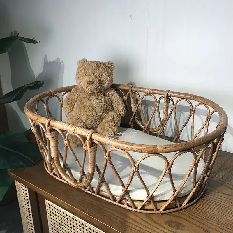 Children's clothing store rattan weaving storage basket rattan weaving photo props clothes basket real rattan dirty clothes bask