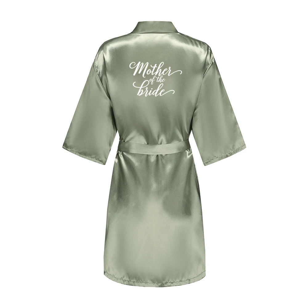 Women's Satin Robe Silk Kimono Bathrobe Pure Short Sexy Sleepwear Bridesmaid Bride Party Robes Grass Green image 4