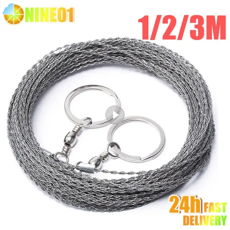 1/2/3M Portable Manual Hand Steel Wire Saw Survival Tools Hand Chain Saw Cutter Travel Camping Emergency Gear Steel Wire Kits