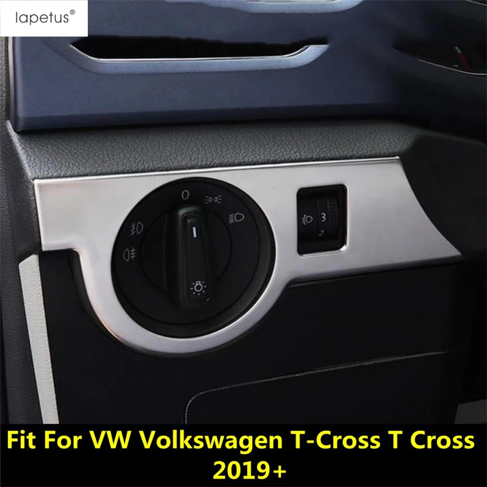 

Car Headlight Lamp Light Control Adjust Panel Trim Cover For VW Volkswagen T-Cross T Cross 2019-2023 Stainless Steel Accessories