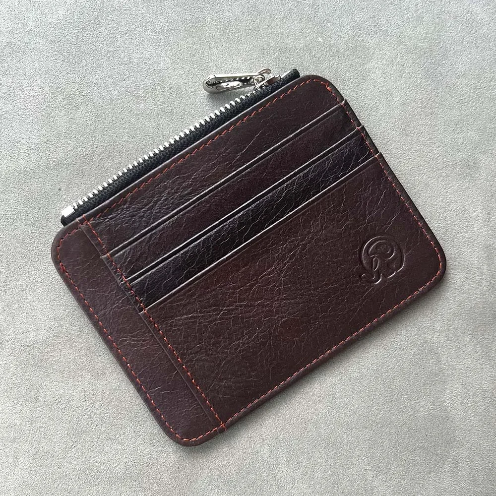 Genuine Leather Designer Card Holder Wallet Slim Credit Card Sleeves with Zipper Coin Pocket Card Case