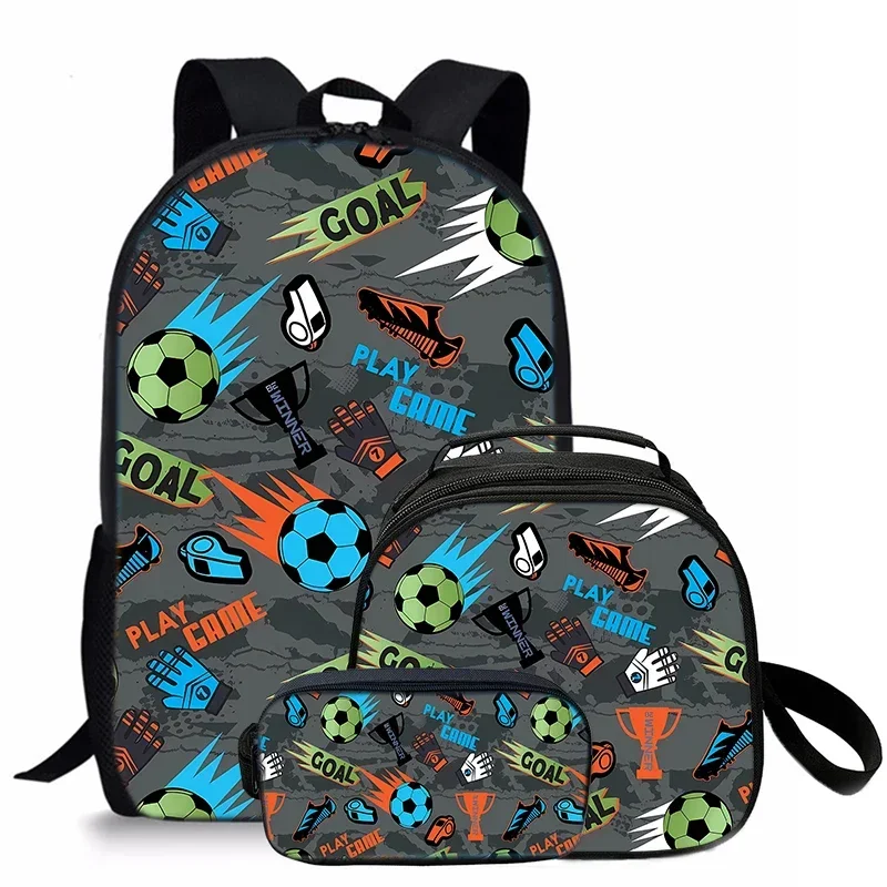 

Football Goal Three Piece Set Backpacks for Boy and Girls Best Gifts 3D Cartoon School Backpack for Children