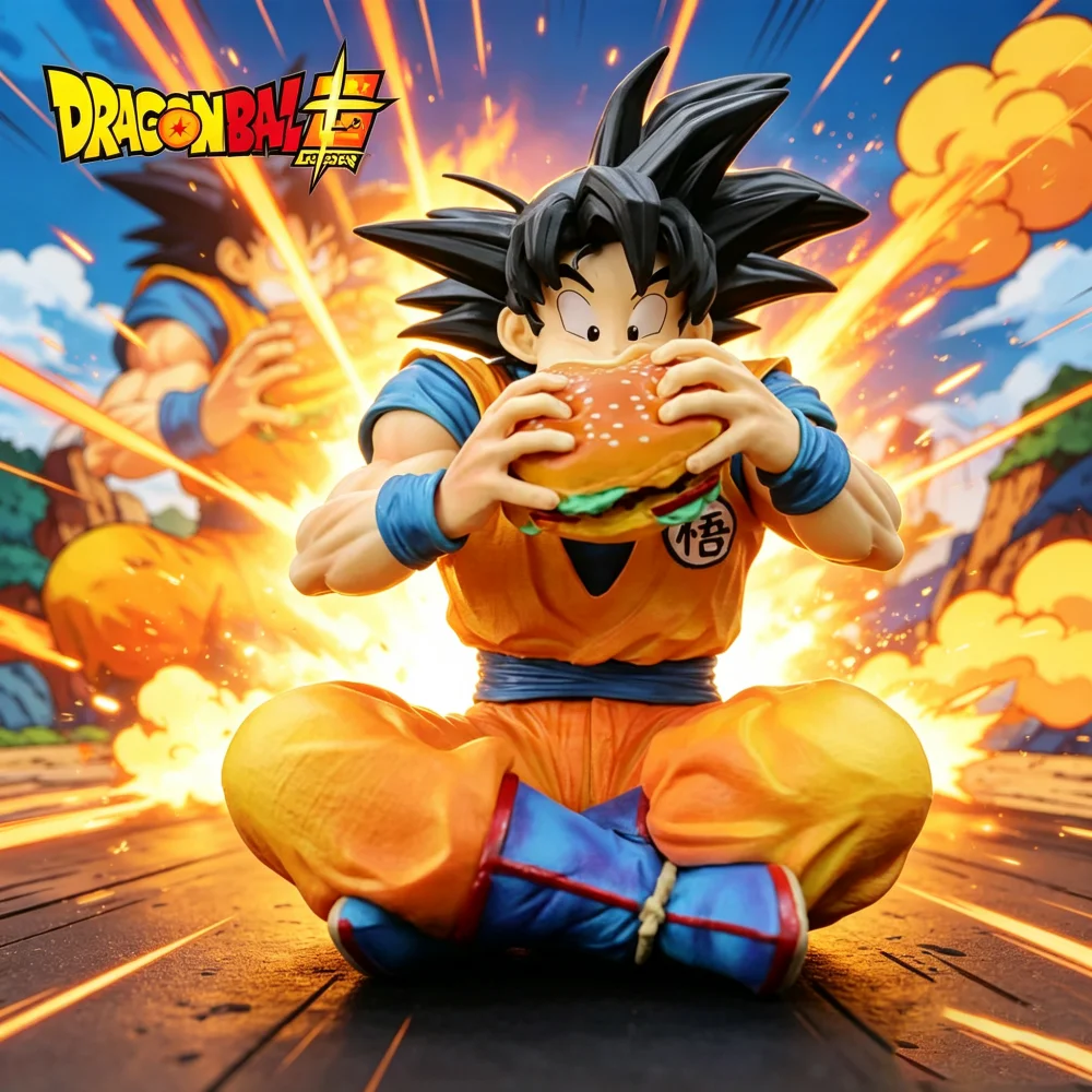 

Anime Dragon Ball Son Goku Figure Goku Eat Hamburger Figurine 15cm/5.91inch Pvc Goku Action Figures Collection Model Toys Gifts