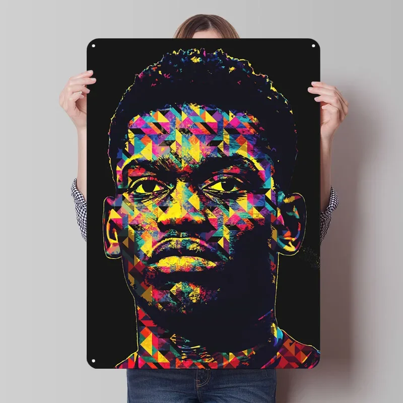 Rafael Leao Pop Art Tinplate Sign Football Player Poster Custom Soccer Metal Signs for Wall Art Decoration Vintage Metal Plate