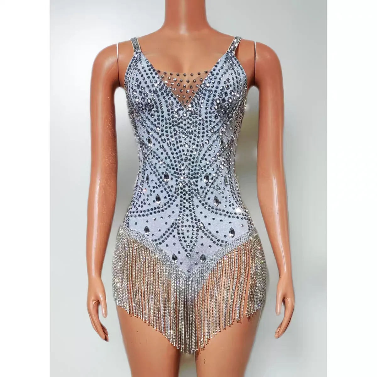 

Sexy Full Diamond Fringe Jumpsuit Bar DJ Nightclub Female Singer Stage Performance Clothing Dance Team Party Theme Show