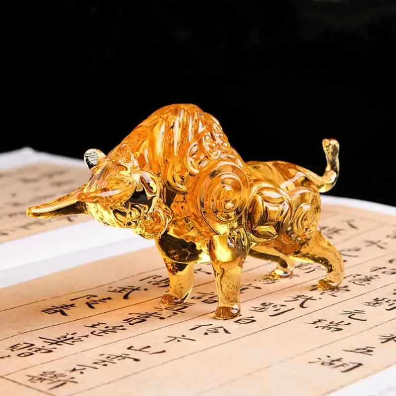Crystal Bull Sculpture,Crafts Ornament,Living Room Desktop Decoration,Creative Artwork,Animal Statue, Nordic Gifts,Customized