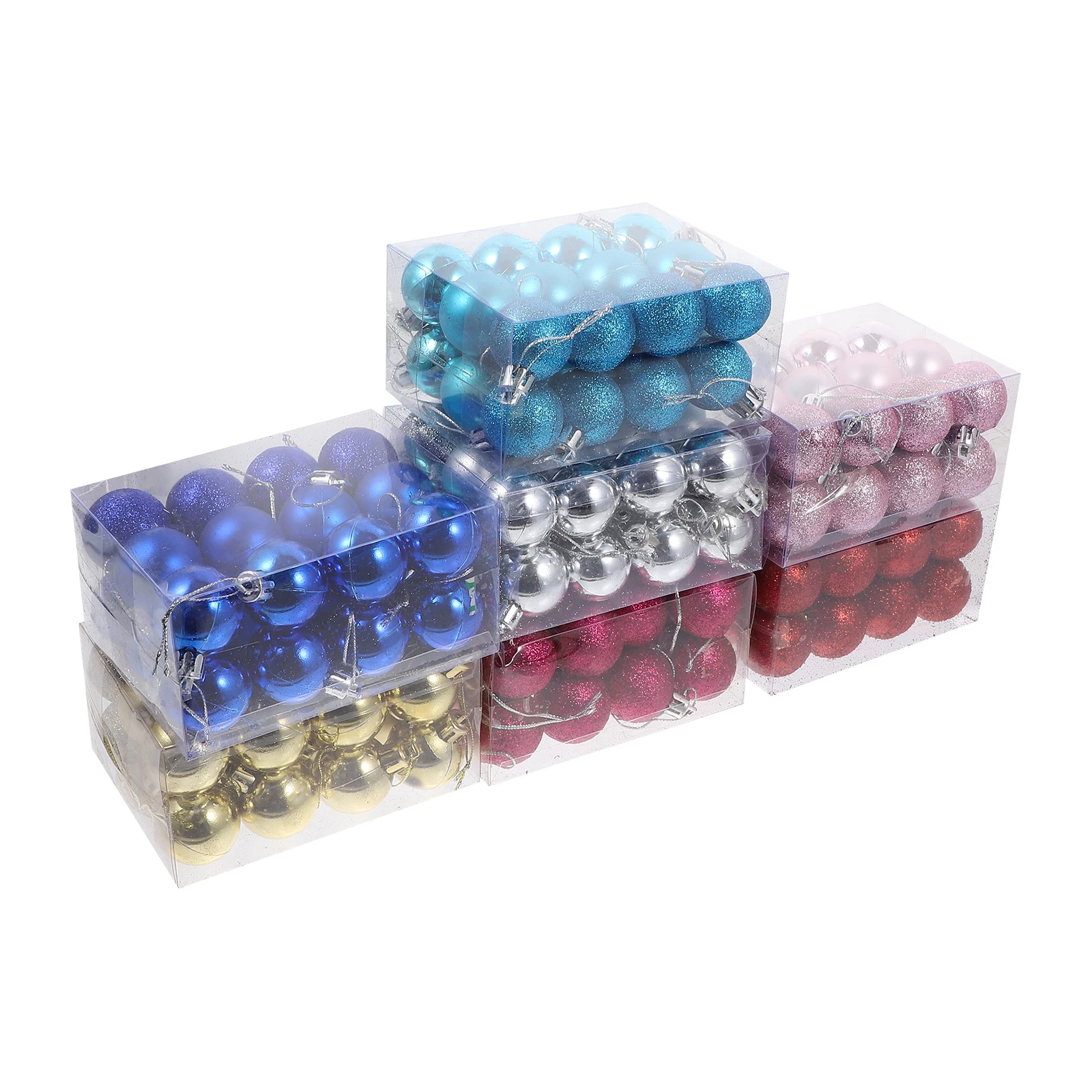 

Christmas Tree Pendants 7 Boxes Pink Xmas Balls Hanging naments Festival Props Decorative Reusable Scene Decorations