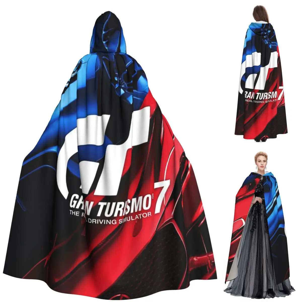 

Длинный плащ с капюшоном Gran Turismo, средневековый костюм ведьмы, накидка для косплея, накидка на Хэллоуин, вампир для взрослых, унисекс