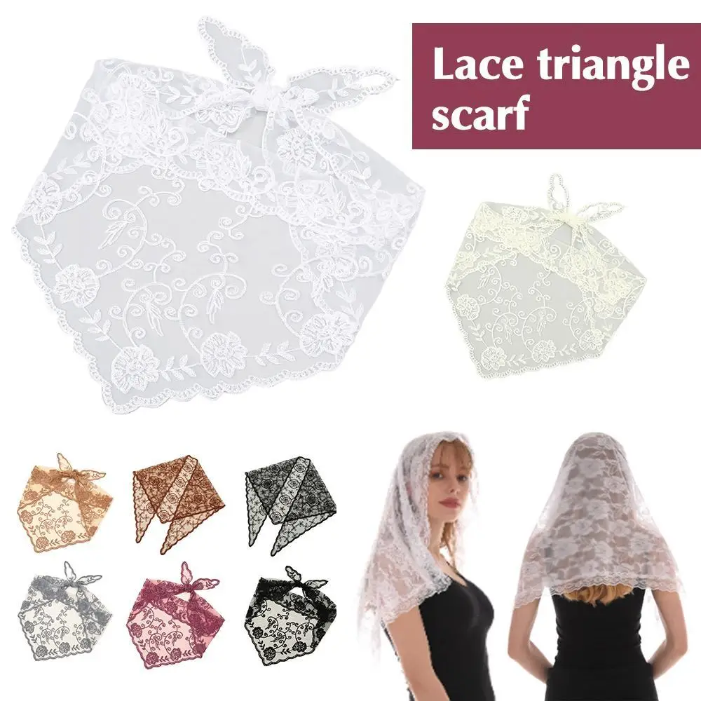 

Fashion Ins Lace Hair Scarf For Women Retro Triangular Headscarf Bride's Headdress Veil Girl's Elegant Headwear Hair Accessories