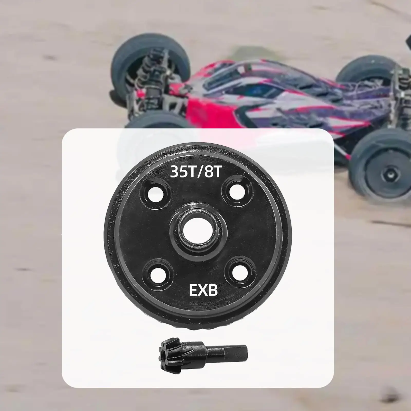 Differential Gear 35T and 8T Supplies Spare Parts Professional Sturdy Alloy Steel Black RC Car Bevel Gear for 1/8 Kraton Exb