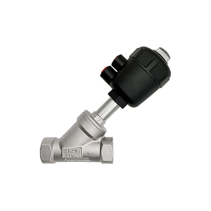 304 stainless steel High Temperature And Corrosion Resistant Steam Pneumatic Valve Y Type Internal Thread Angle Seat Valve.