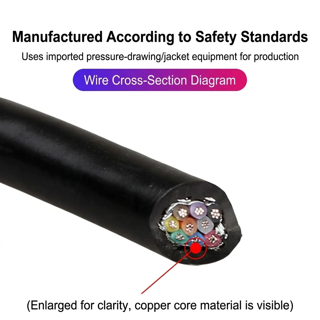 1-meter 9-conductor DB9 Connector Signal Shielded Cable PVC-insulated Trough-type Audio Headphone Copper Control Shielded Cable