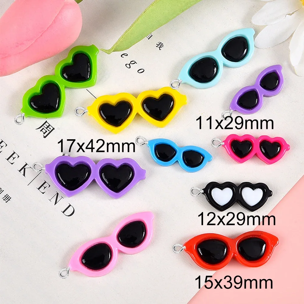 10PCS Color Random Sunglasses Series Flatback Charms For Earrings Bracelet Hairpin DIY Jewelry Pendants Decoration Accessories