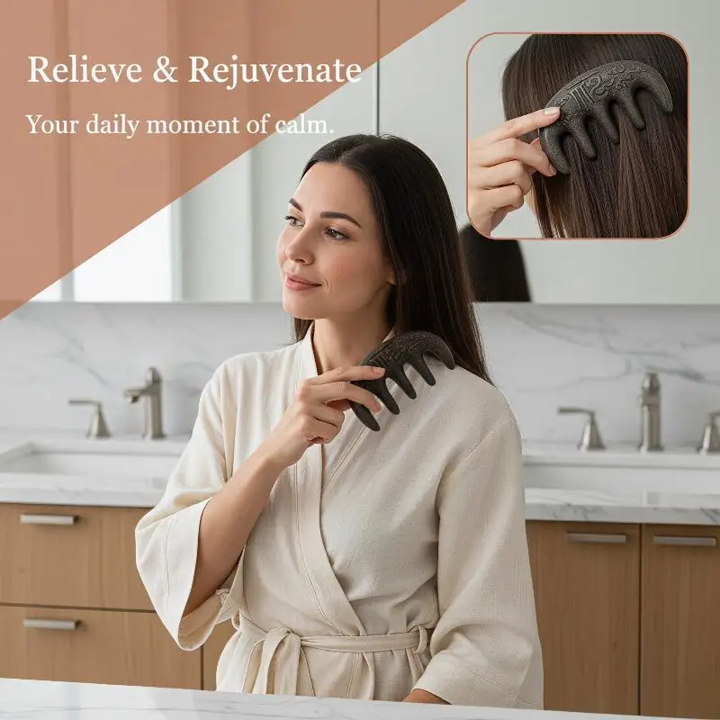 1Pcs Traditional Chinese Meridian Head Massage Comb Natural Herbal Hair Comb Massage Tool For Hair Growth And Scalp Health