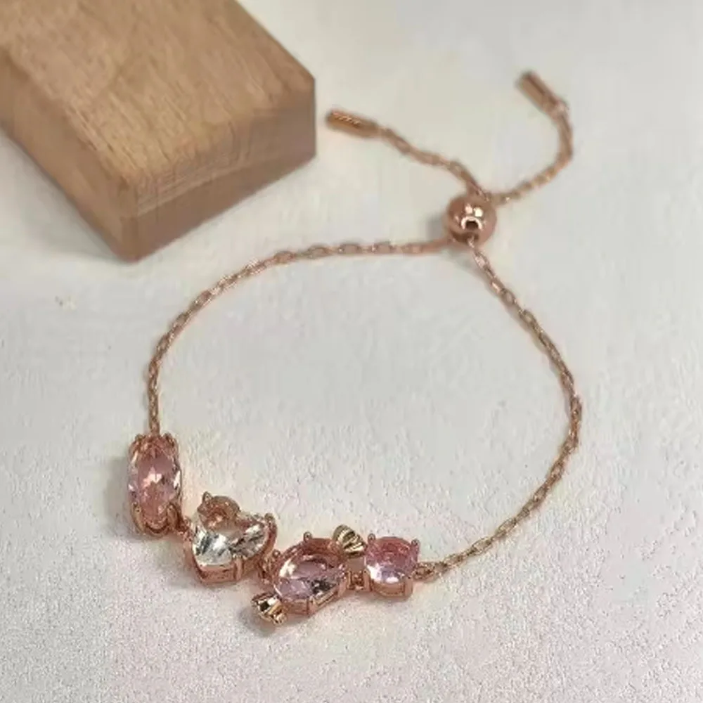 الأصلي 2025 سحر الوردي زهرة أقراط مجموعة مجوهرات فاخرة للنساء زهرة قلادة القلب سوار هدية رومانسية