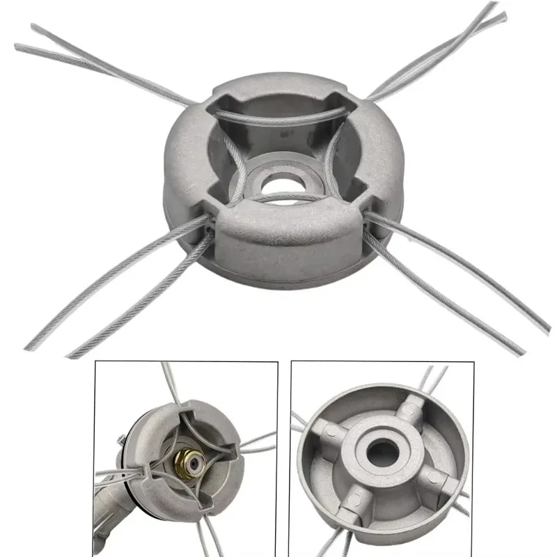 Cabezal de aluminio para desbrozadora, cabezal de repuesto de hilo de carga rápida con orificio pasante, piezas universales para desmalezadora de cable para jardín y césped