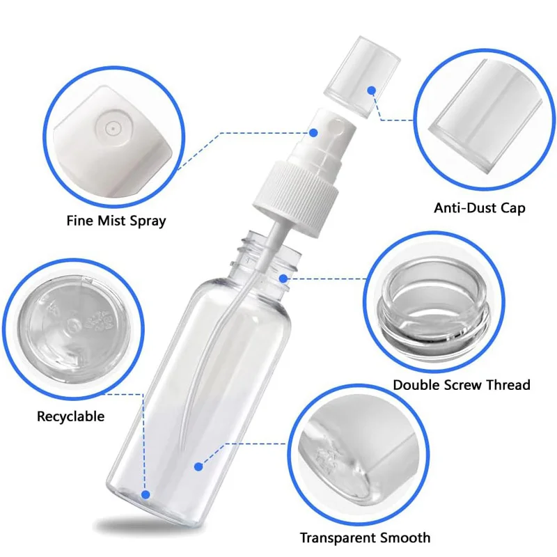 空のポータブル透明プラスチックスプレーボトル,フレグランススプレー,エッセンシャルオイル,液体,10ml-120ml, 10個