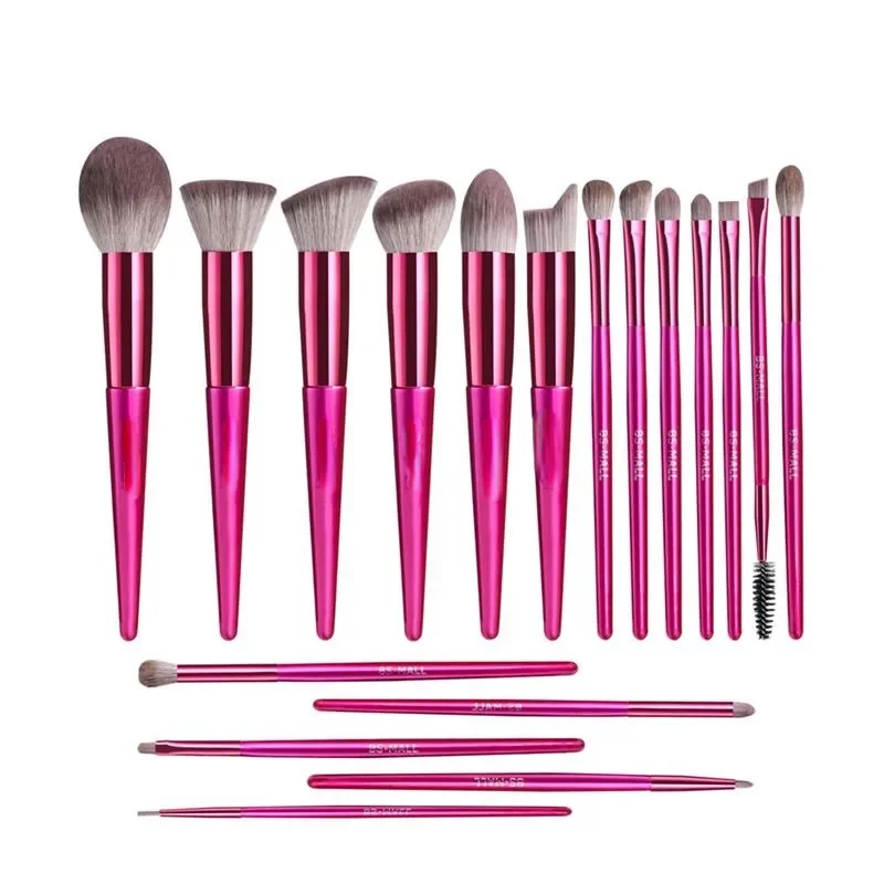 18 bright red makeup brush set in stock without logo beauty tool long handle makeup brush