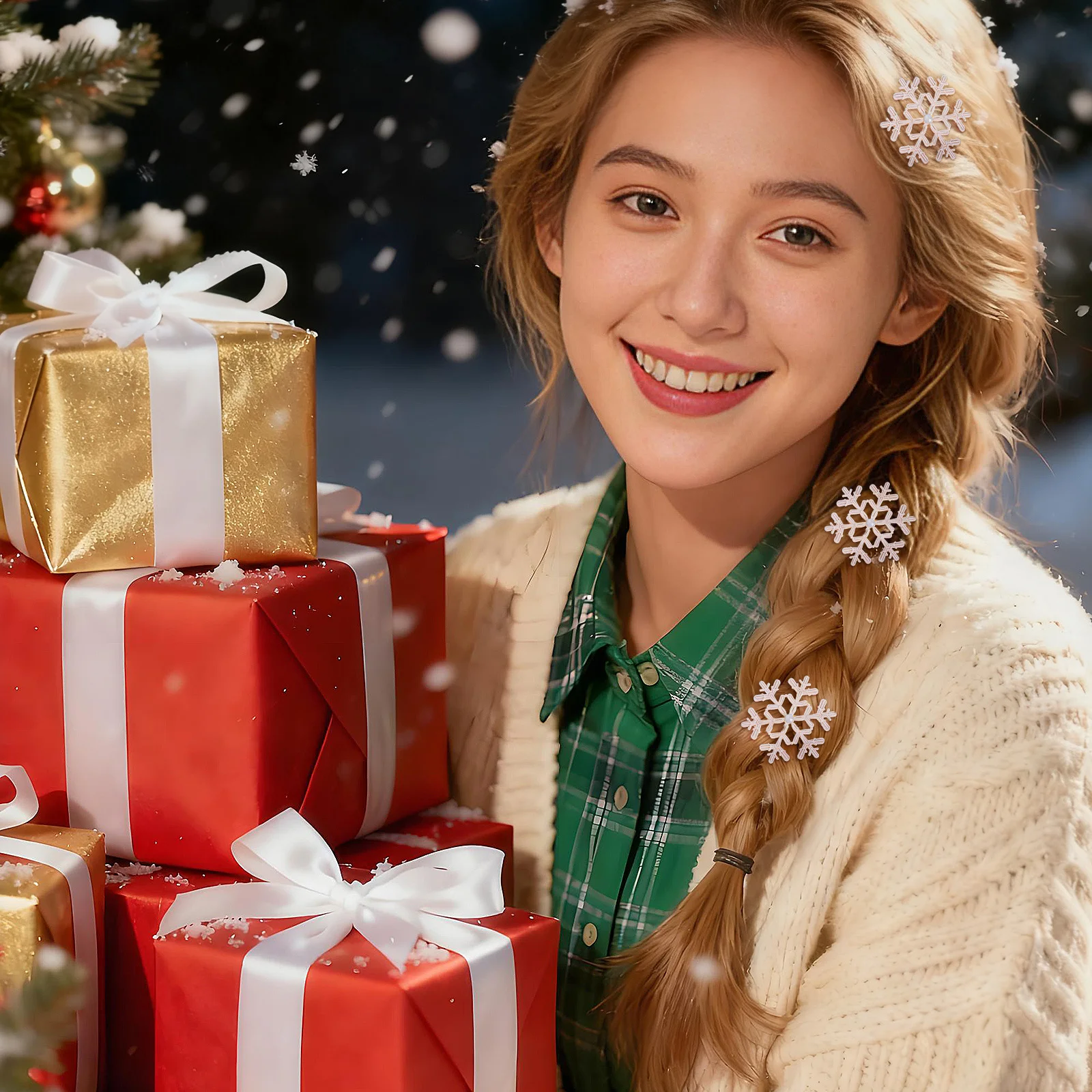 

8Pcs Christmas Hair Clips Snowflake Design Shiny Alloy Hairpins Cute Barrettes for Daily Wear Masquerade Cosplay Christmas Gift