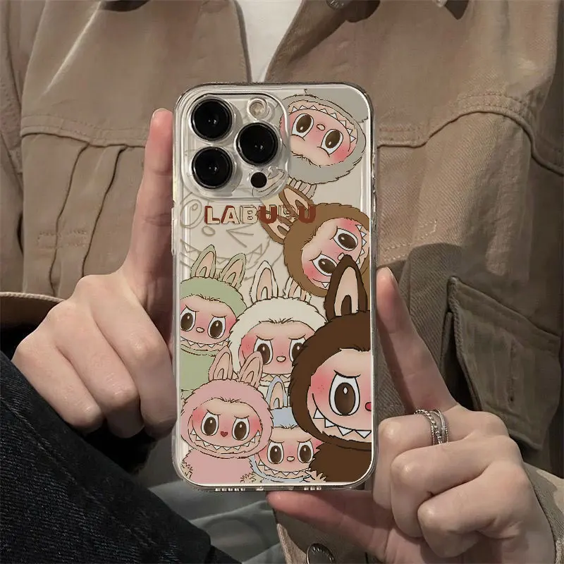 New Cute Cartoon Labubu Phone Case For Xiaomi Redmi Note 13 12 12S 11 10 9 9s 9T 8 A1 A2 A3 K40 Pro Plus 4G 5G Transparent Cover