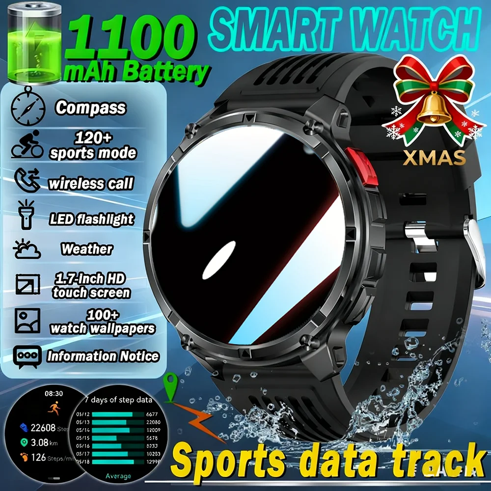 

Новые смарт-часы для мужчин 2026 года для активного отдыха, с HD-экраном, аккумулятором 1100 мАч, длительным временем работы, Bluetooth-звонками, водонепроницаемые