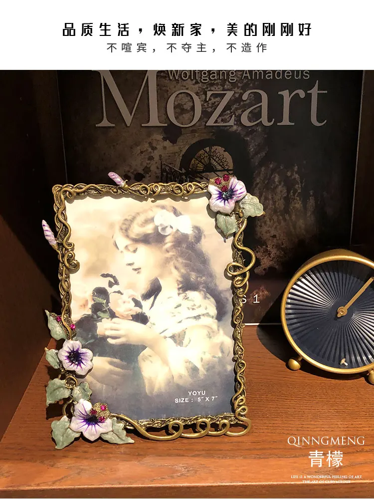 إطار صورة معدني مقاس 6/7 بوصة، إطار صورة رعوية أوروبية إبداعية لغسل الصور المخصصة لسطح المكتب إطار صورة جدار هان