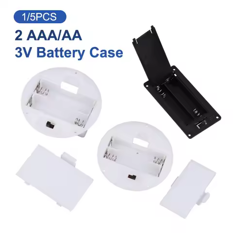 1/5Pcs 2 AAA/AA 3V Battery Case With Switch Cover Round Embedded Battery Holder Battery Storage Boxes Switch Socket Container