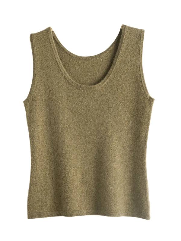 

Женский вязаный шерстяной жилет Commute Sle с круглым вырезом, облегающий, базовый слой, зимняя новинка, мягкая внутренняя одежда из кашемира