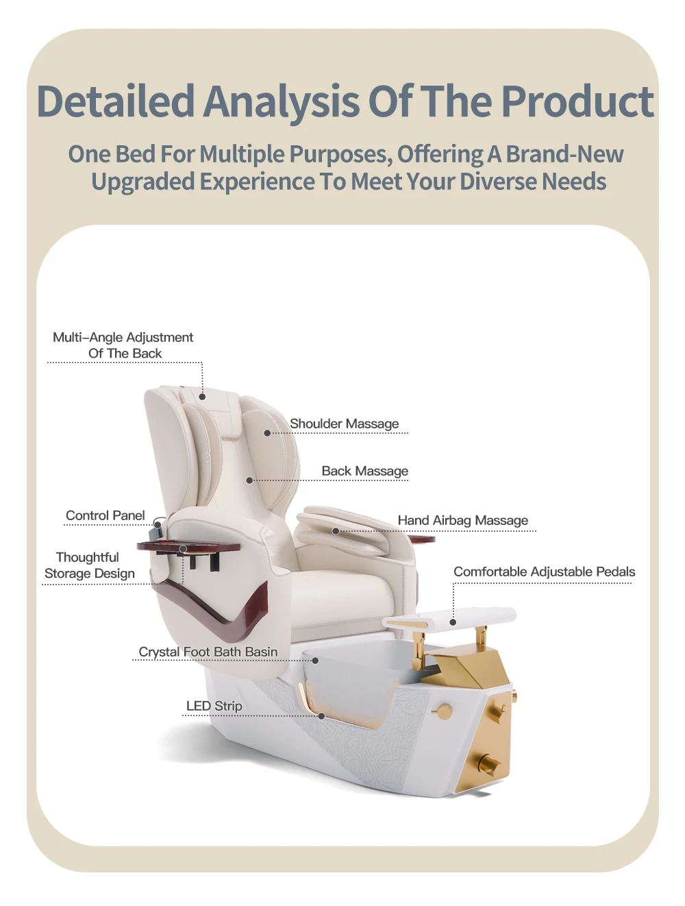 Elektrischer Pediküre-Spa-Stuhl mit LED-Licht, Fußwanne, Rückenmassage, PU-Leder, Salon-Fußbad-Sofa für Nagelstudios – Detail 5