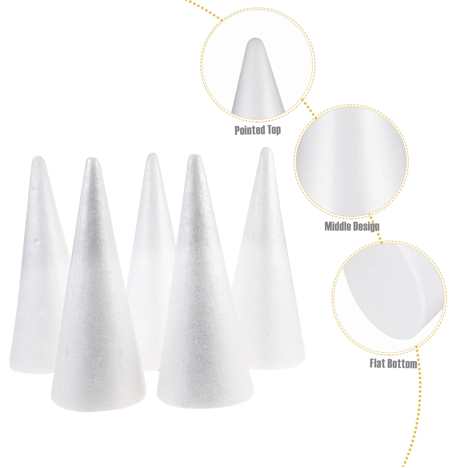 

5pcs Foam Cones Craft For Diy Art Projects Educational Decorations Centerpiece Party Supplies Winter Christmas New