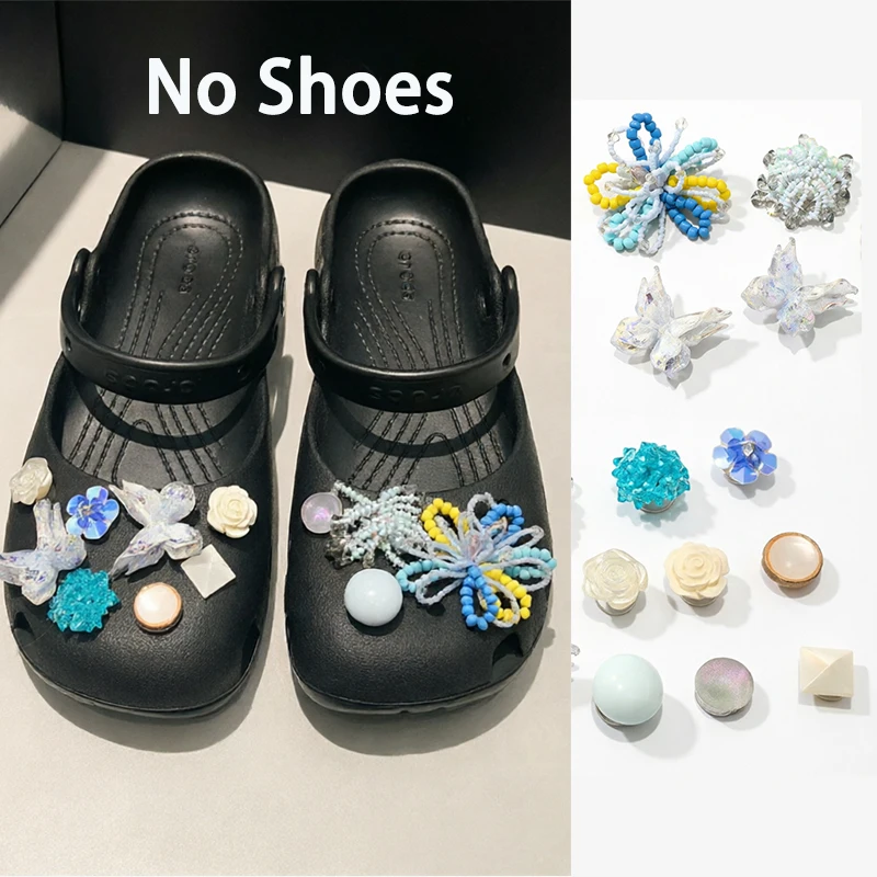 12PCS Handmade Crystal Beaded Shoes Buckles Sandals Accessor