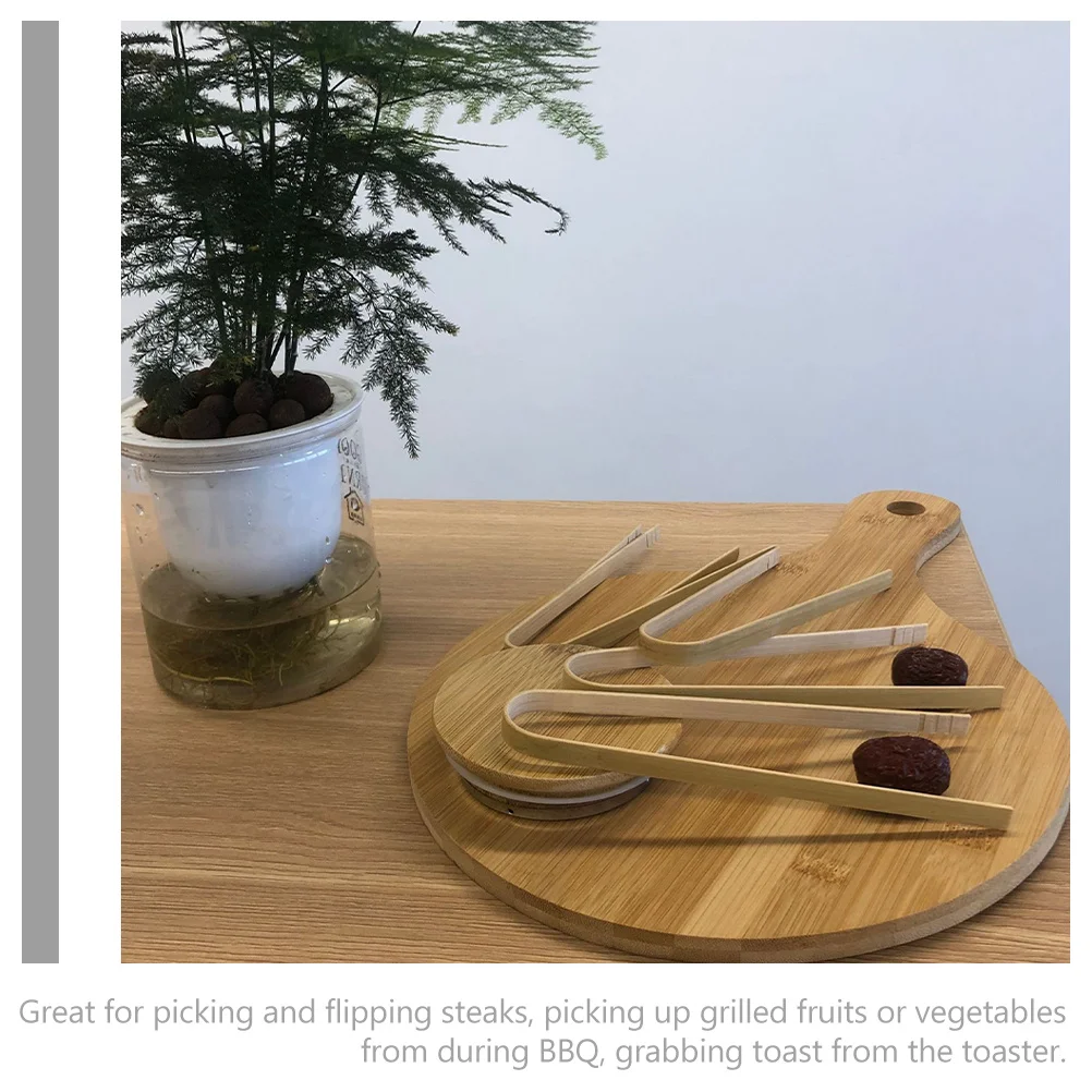 

10Pcs Food Tong Bamboo Heat-Insulated Kitchen Clips Bbq Grill Toast Accessories Multi-Function Portable Household Toast