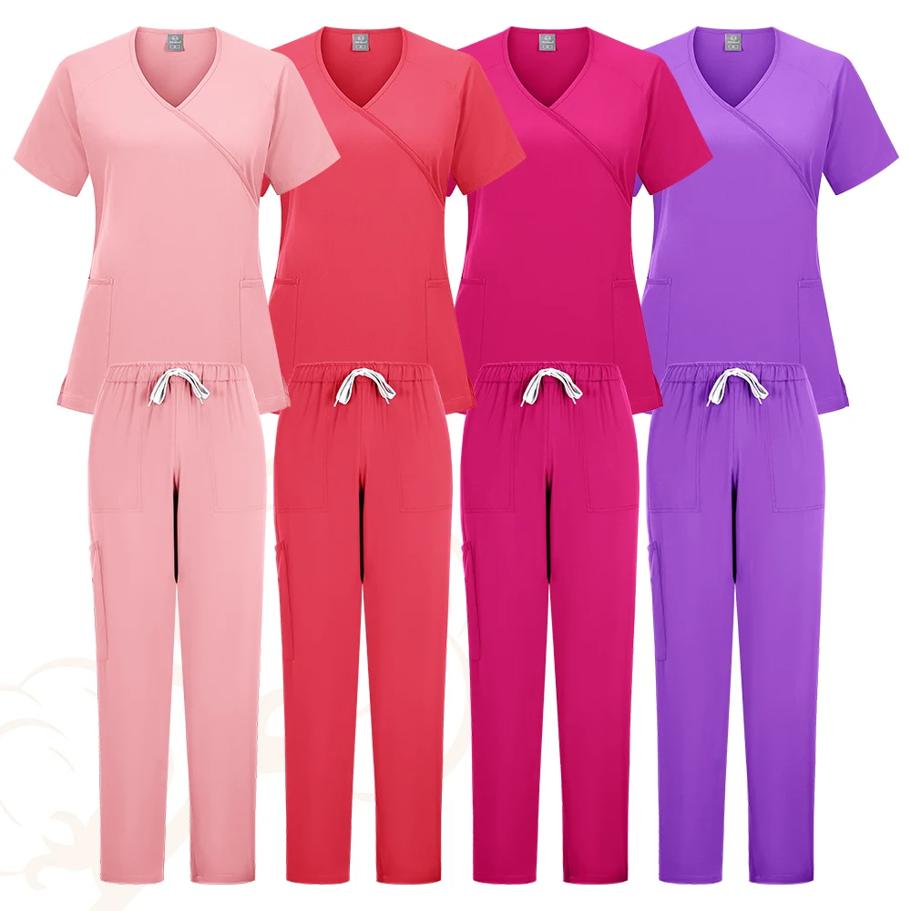 Clearance Scrubs Nursing Uniforms for Women Men Anesthetist Set Tops and Jogger Pants Thin Fabric Operating Room Doctor Workwear