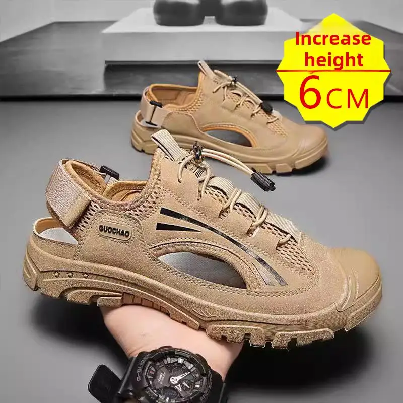 

Stream Crossing Water Shoes Unisex Thick Bottomed Flip Flops with Invisible Heightening Feature for Teenagers And Men