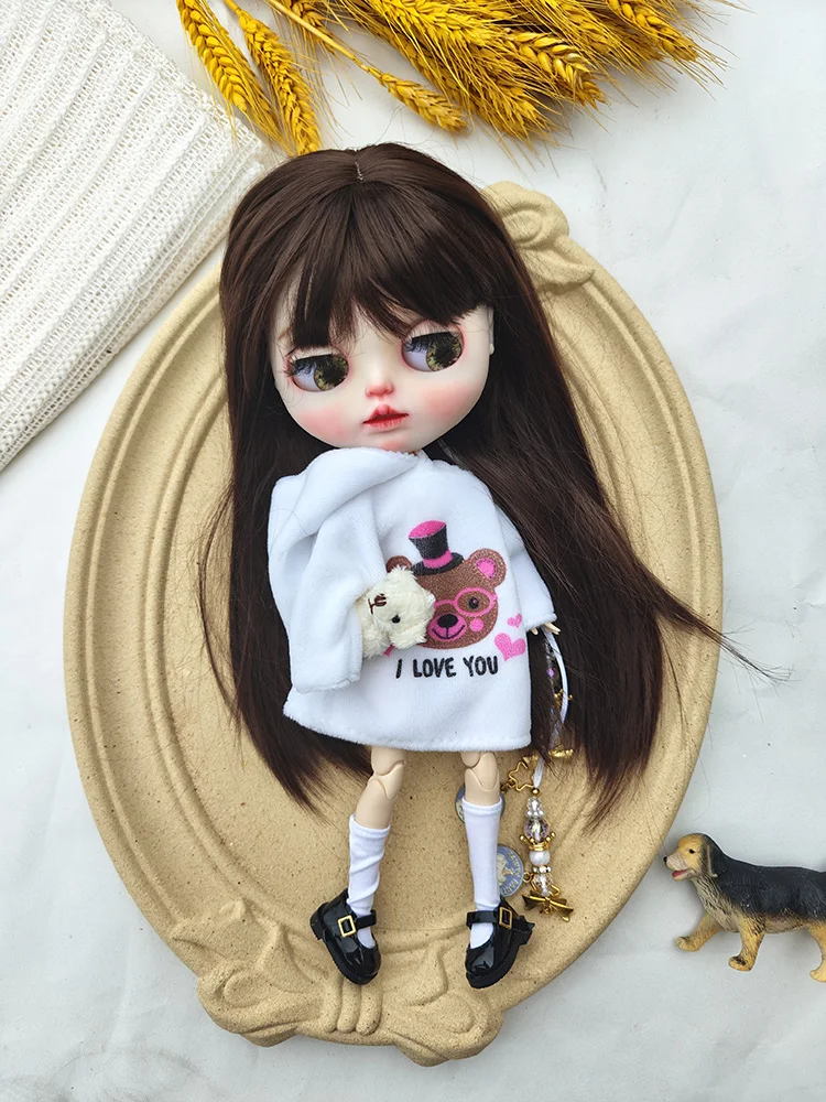 Blythe Pop Jurk Casual Sweatshirt Beer Set Schattige Blythe Pop Kleding Ob22 Ob24 Azone Blyth Pop Accessoires Jurk