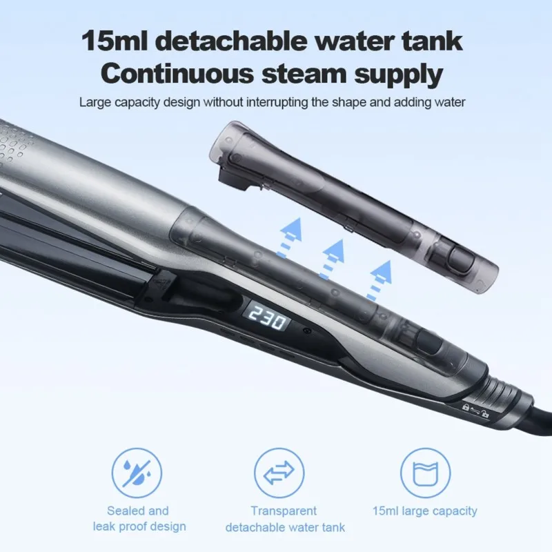 A83G-Tourmaline Hair Straightener - Dual Voltage, Multi-Temperature Control, Steam Function US Plug