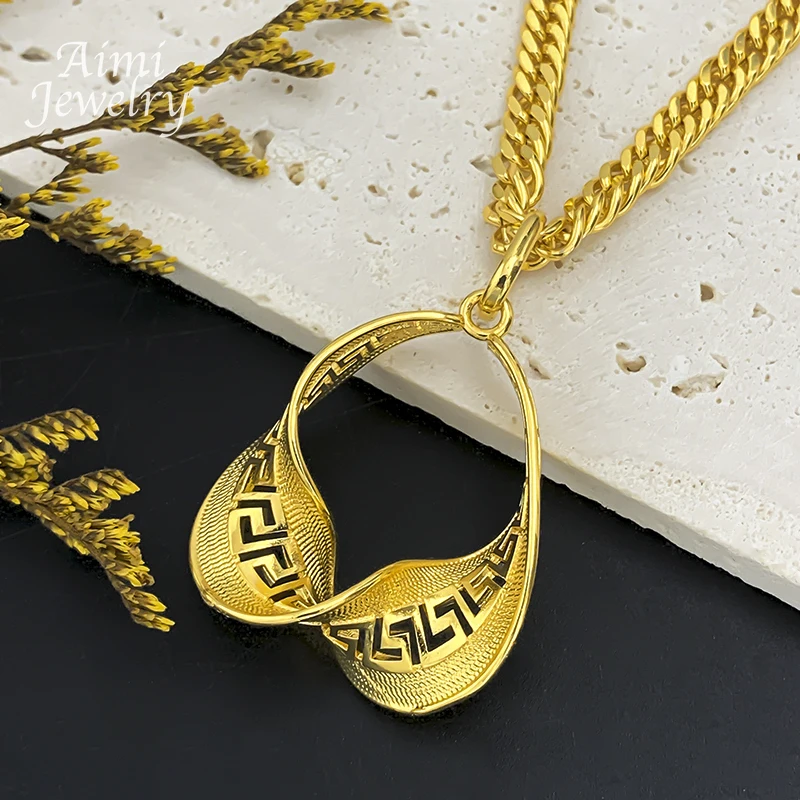 Brazilian Original Pendant with Chain African 18K Gold Plated Copper Jewelry Set Earrings Necklace Bridal Wedding Party Gifts