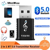 MnnWuu 2 in 1 Bluetooth 5.0 Transmitter Receiver Mini 3.5mm AUX Stereo Wireless Bluetooth Adapter For wireless earphone TV PC