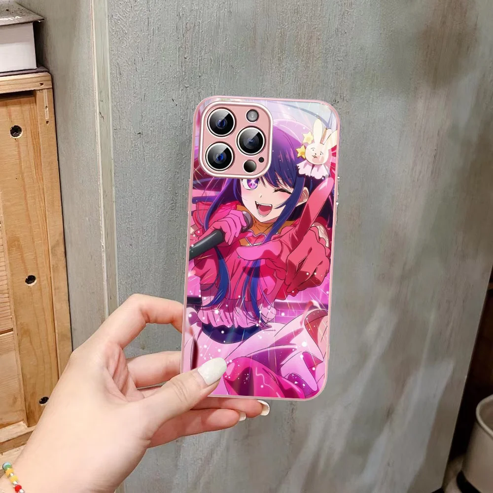 Anime Oshi no Ko Phone Case Tempered Glass For iphone 14 13 12 11 Pro Mini XS MAX 14Plus X XS XR Cover