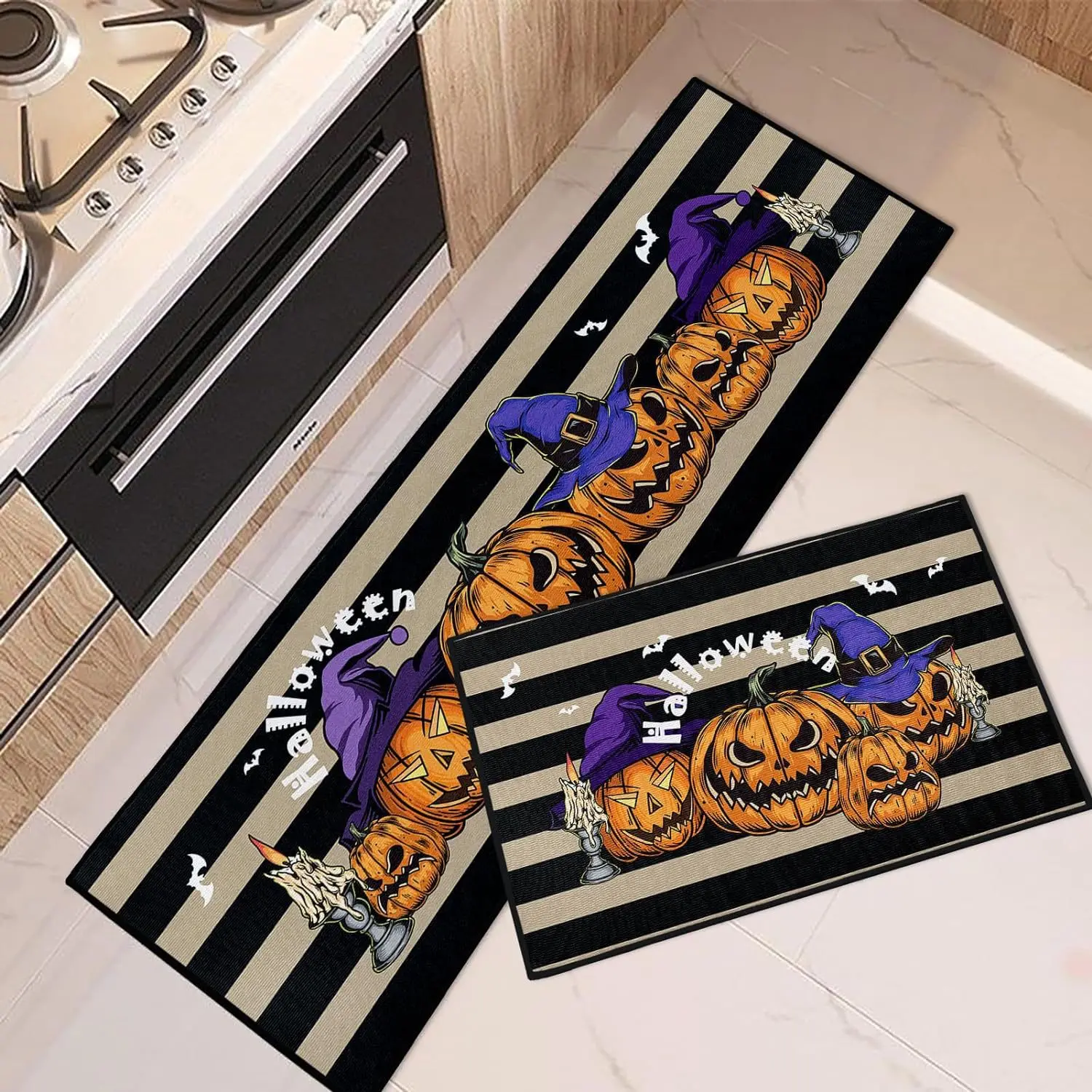 

40*60/40*120cm Halloween Series Kitchen Floor Mat Horror Decoration Absorbent And Dirt Resistant Kitchen Rug Entry Door Mat