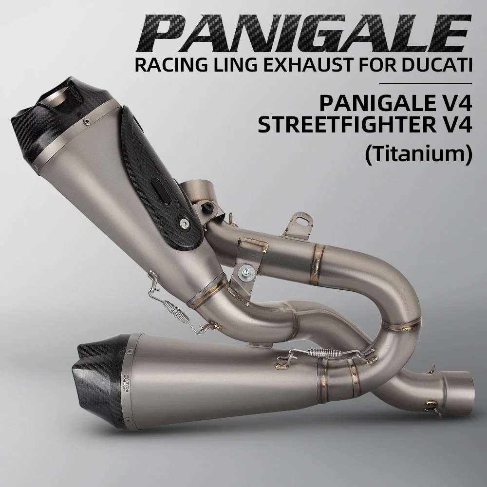 

Slip-on For Ducati Panigale Streetfighter V4 Motorcycle Exhaust Escape Modified Titanium Alloy Middle Tail Link Pipe Two Muffler