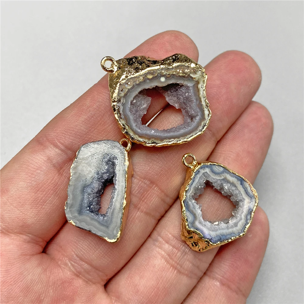 1 szt. Naturalny Agat Druzy Ka – Crystal Pendant Necklace Natural Stone recenzja i cena