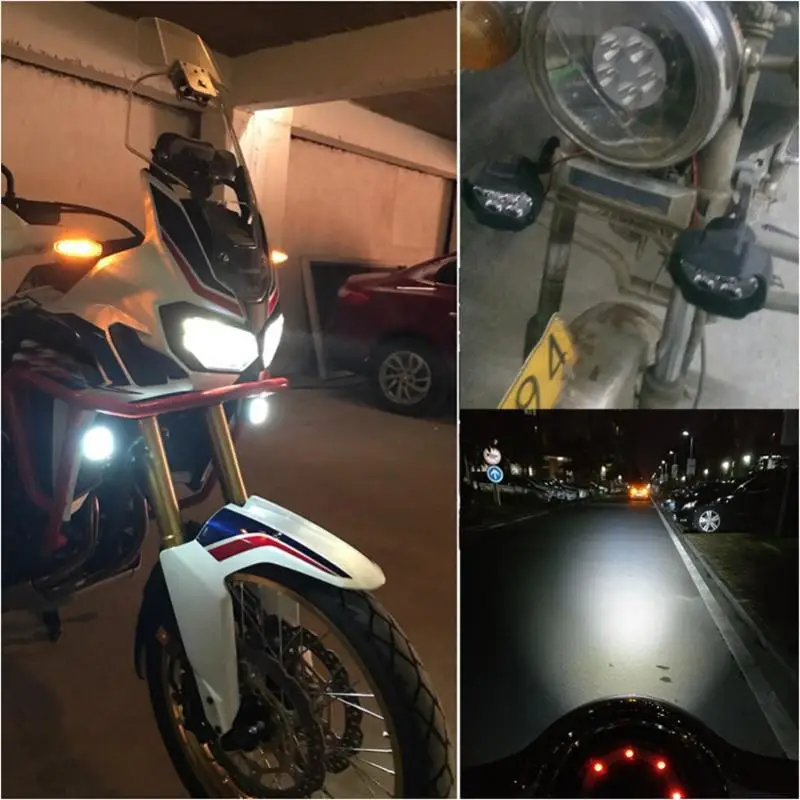 2PCS 6 LED Motorcycle Spot Work Lights Super Bright Waterproof Headlamps for Universal 12V Motorbikes