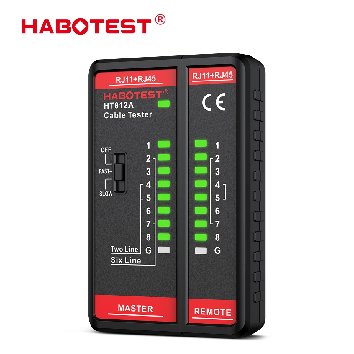 HABOTEST HT812A Tester per cavi di rete 8P/6P/4P/2P Tester per cavi lan Cavo di rete Rilevatore di linea telefonica Strumento di localizzazione