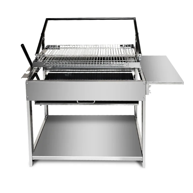 Outdoor Cooking Portable Adjustable Folding Stainless Steel Basket Net Rotating Charcoal Flip BBQ Grill Tool
