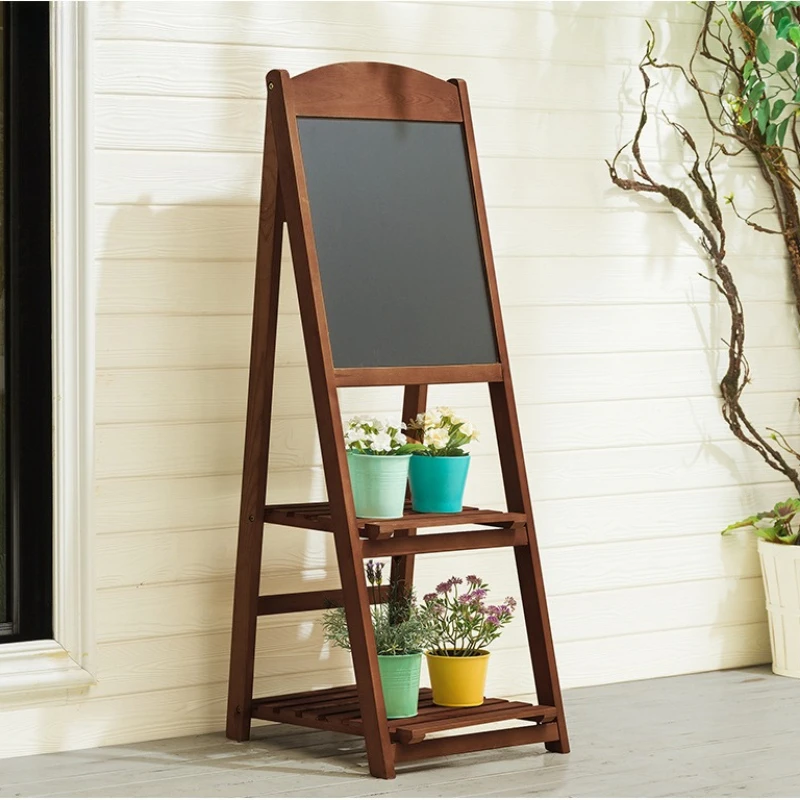 garden wooden plant stand Multifunctional door writing blackboard Flowerpot display racks home giardino arredo outdoor furniture