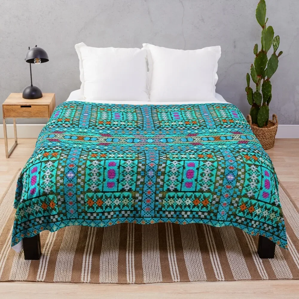

Mixed Design Embroidery in Colors Throw Blanket No Pilling Soft Warm Blanket for Bed