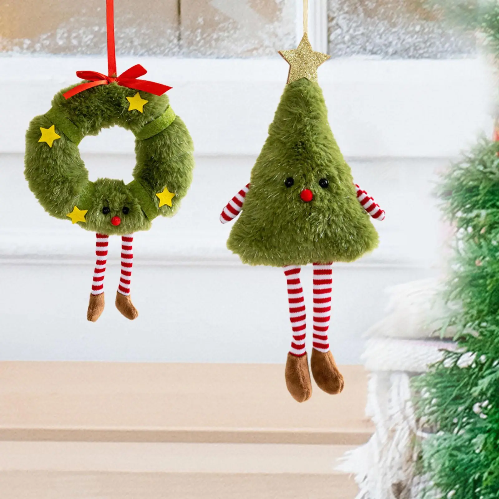 Christmas Tree Plush Pendant Display Lovely Charm Gift Party Decor Christmas Decoration for Window Wall Holiday Door Fireplace