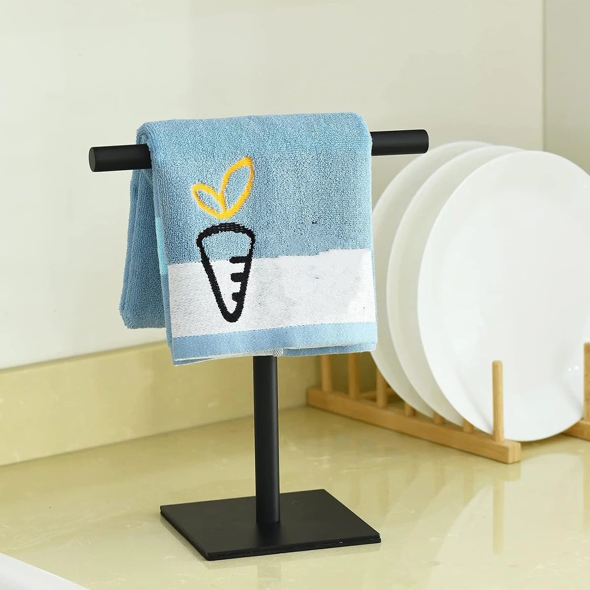 

Minimally Designed Vertical Towel Rack Bathroom No Drilling Countertop Hanging Rack Hotel Bathroom Storage Towel Pole