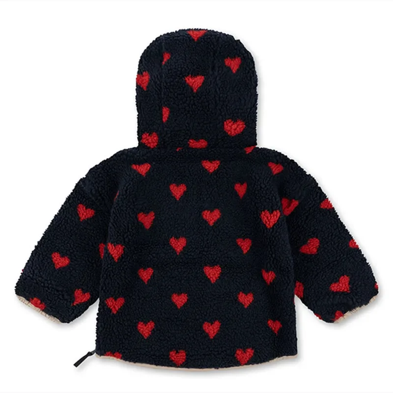 1-9 Yrs Ks Winter Children\'s Clothing Baby Boys Thicken Coat Lamb Wool Hooded Outerwear Kids Print Fur Vest Christmas Jacket